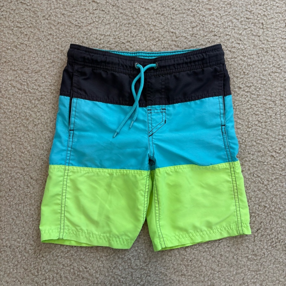 Cat & Jack Little Boys Color Block Swim Trunks Size Small 6/7